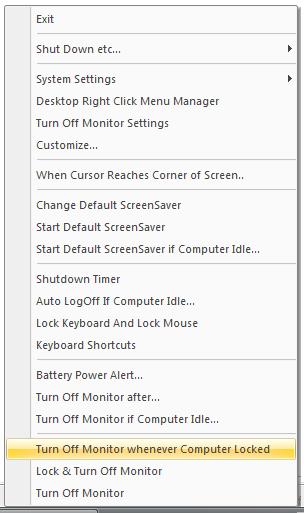 Turn Off Monitor System Tray Icon